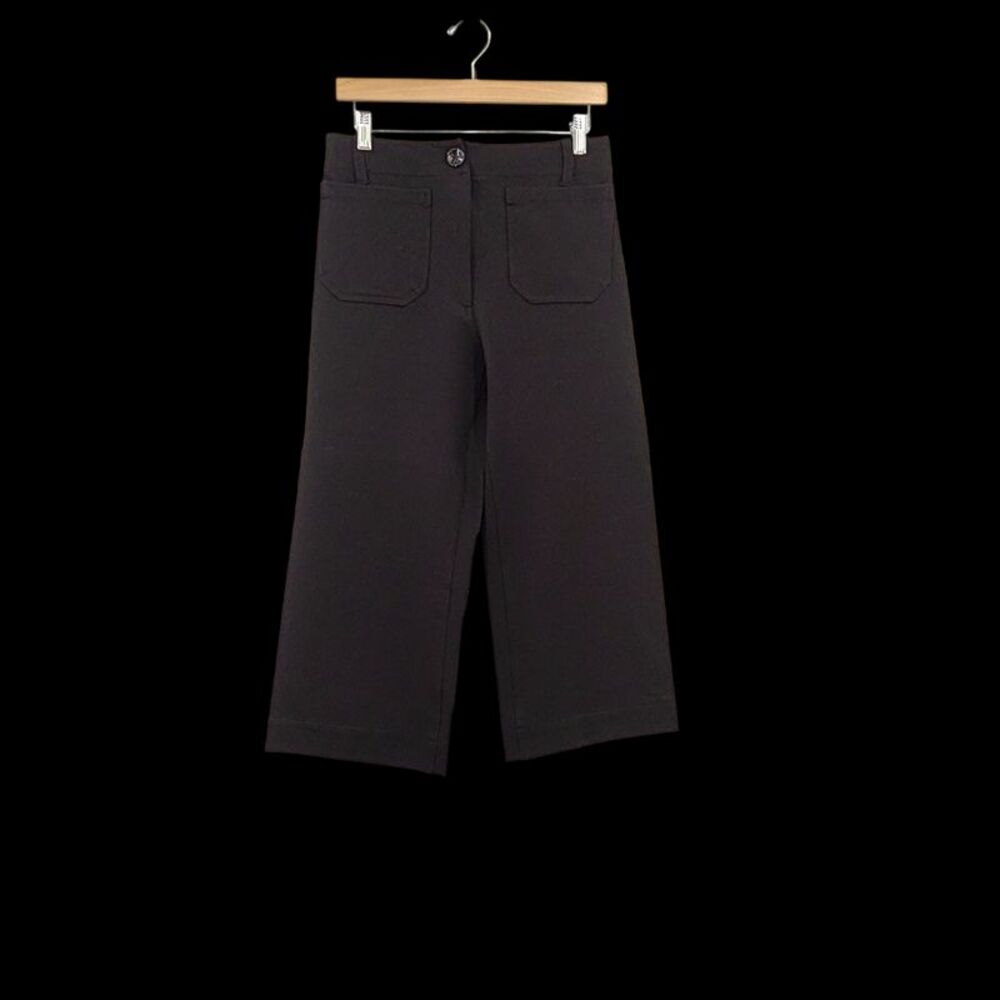 Quince Women Ultra-Stretch Ponte Cropped Wide Leg Pants Black 4